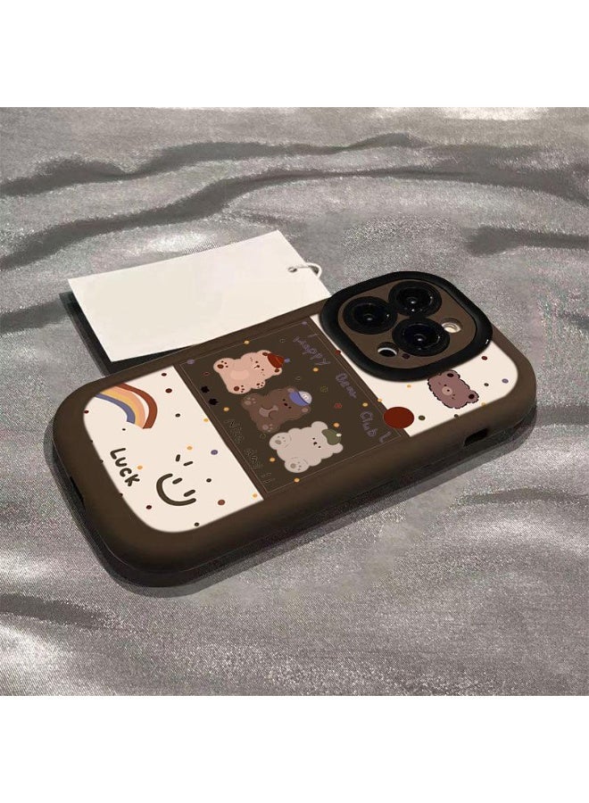 NIBEMINENT Photo Frame Bear Protective TPU Case Cover For iPhone 17, Dark Brown