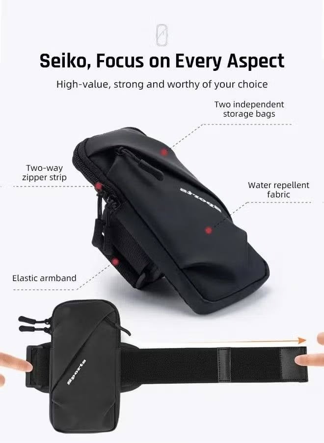 سوار ذراع للهاتف المحمول وحامل للهاتف المحمول وحقيبة ذراع رياضية، جراب ذراع للهاتف مقاوم للماء، سوار ذراع للهاتف للجري، حقيبة جري خارجية للهواتف الذكية حتى 7 بوصات، أسود - Image 5