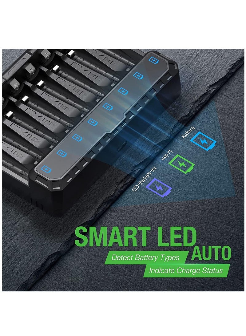 AA Rechargeable Batteries Charger, 8-Bay Pro AA AAA Battery Charger with Type-C Fast Charging, Independent Slot - Image 5