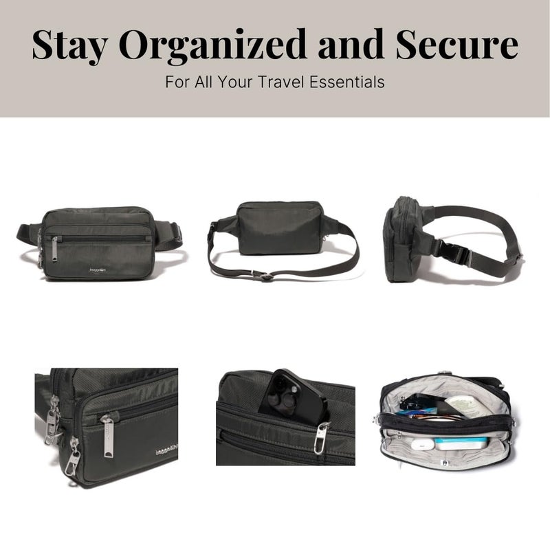 Baggallini حقيبة بغليني سكيورتيكس المضادة للسرقة بحزام 8.8"x5.5" للنساء مع قفل RFID وسحاب مؤمن للسفر - Image 5