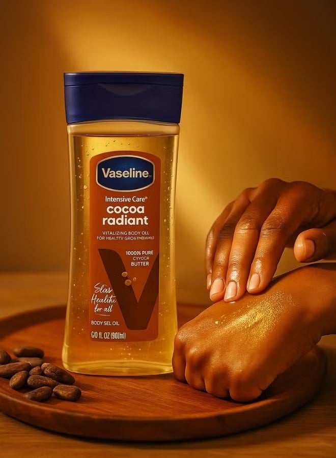 فازلين® زيت جل الجسم Cocoa Radiant – 200 مل، مرطب خفيف غير دهني مع زبدة الكاكاو 100% لبشرة صحية ومشرقة - Image 3