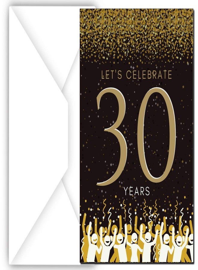 Elcer 30th Birthday Party Invitations | 30 Years celebration | Happy Anniversary | 5 x 7 | Black & Gold | Fill In Style 20 Count with Envelopes | You're Invited | Surprise Party - Image 3
