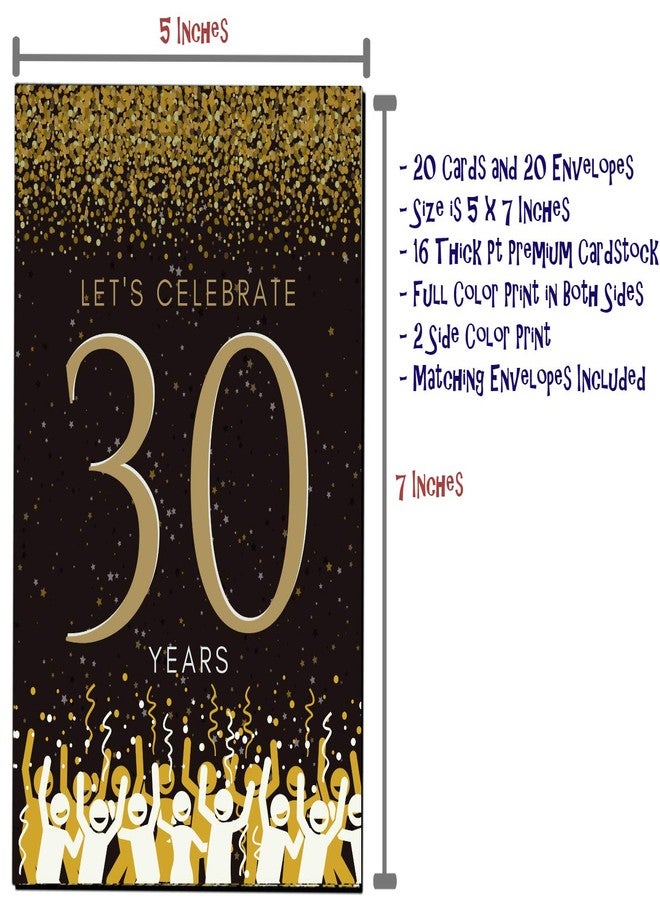 Elcer 30th Birthday Party Invitations | 30 Years celebration | Happy Anniversary | 5 x 7 | Black & Gold | Fill In Style 20 Count with Envelopes | You're Invited | Surprise Party - Image 5