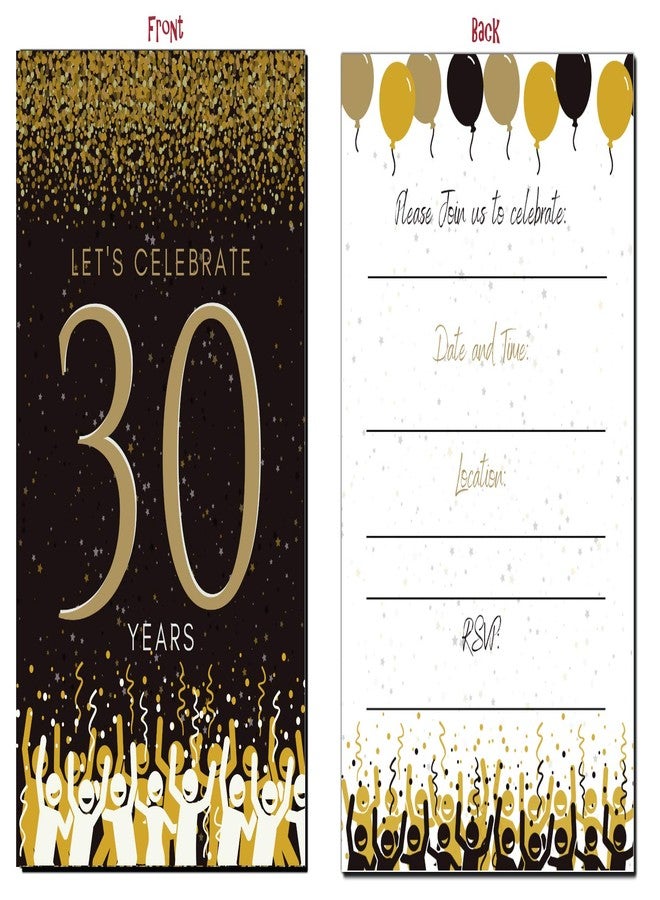 Elcer 30th Birthday Party Invitations | 30 Years celebration | Happy Anniversary | 5 x 7 | Black & Gold | Fill In Style 20 Count with Envelopes | You're Invited | Surprise Party - Image 2
