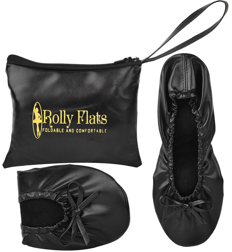 Rolly Flats Women's Foldable Flats – Portable Ballet Slippers Shoes for Travel, Wedding – Fits in Purse (XL, Black) - Image 3