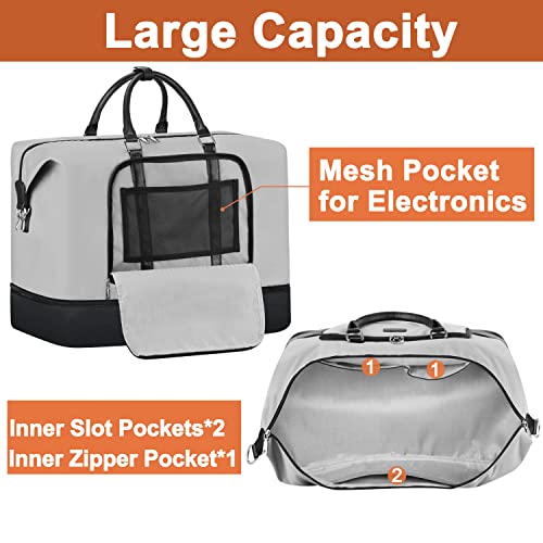 TIBES Travel Weekender Bag for Women, Overnight Bag with Shoe Compartment Oversized Travel Duffel Bag Carry On Tote 21" - Image 4