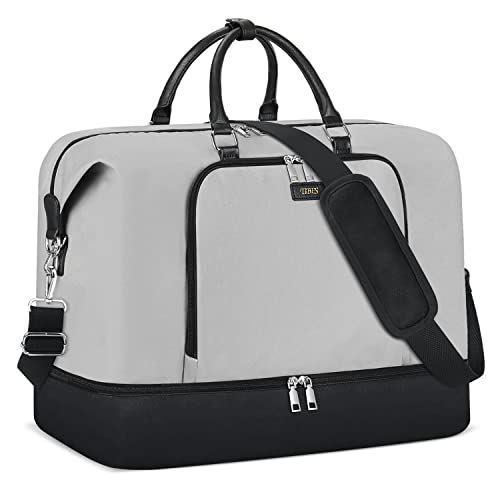 TIBES Travel Weekender Bag for Women, Overnight Bag with Shoe Compartment Oversized Travel Duffel Bag Carry On Tote 21" - Image 1