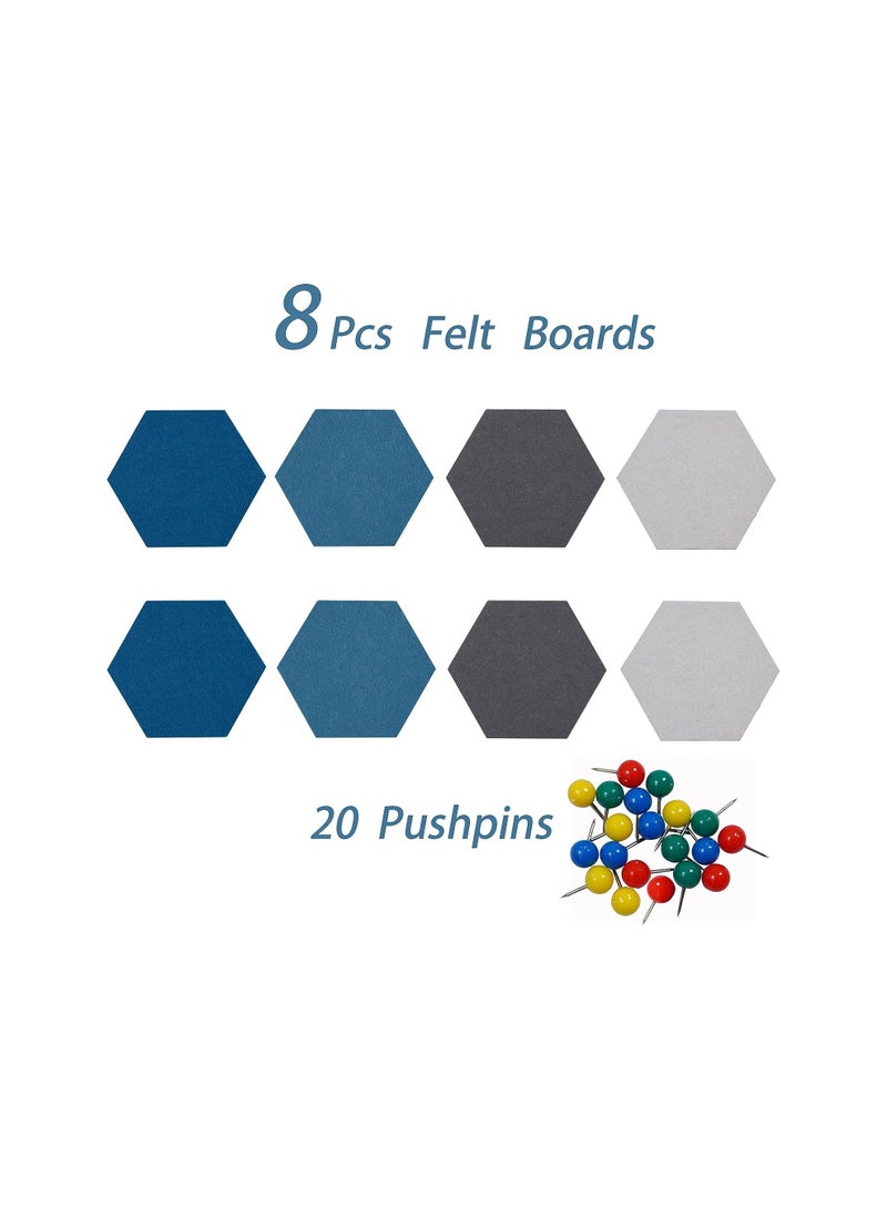 Hexagon Self Adhesive Felt Boards 8Pcs 59 Inch Cork Pin Board for Photos Memos Wall Display Color A - Image 5