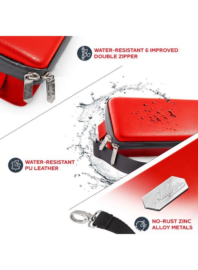 Quiver Time Red Quiver Card Carrying Case - Playing Card Case Holder for Trading Cards, MTG Card Storage Bag Deck Box Card Case (+Wrist & Shoulder Strap, Dividers + 100 Apollo Card Sleeves) - Image 3
