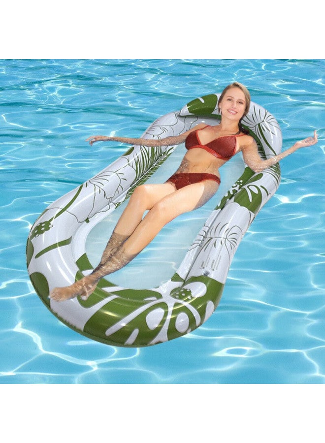 Yonglebao Inflatable Backrest Float, Drainage Surfboard, Mesh Lounge Chair, Water Play Board, Children's Toy, Floral Green Patter