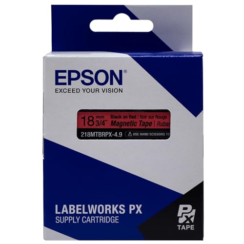 LABELWORKS Epson LABELWORKS 218MTBRPX-4.9 Genuine Magnetic Tape Cartridge - Black on Red Magnet Label Maker Tape - 3/4" (18MM) Wide, 4.9 ft, Red - Image 5
