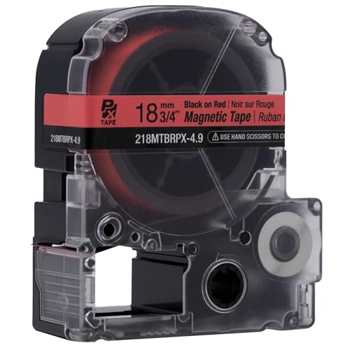 LABELWORKS Epson LABELWORKS 218MTBRPX-4.9 Genuine Magnetic Tape Cartridge - Black on Red Magnet Label Maker Tape - 3/4" (18MM) Wide, 4.9 ft, Red - Image 3