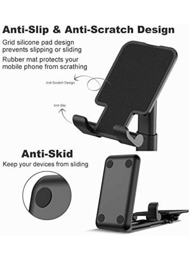 حامل موبايل قابل للتعديل، ارتفاع وزاوية قابلين للتعديل، وسادات سيليكون مضادة للانزلاق، حامل مكتب عالمي متوافق مع الموبايلات والتابلت (اسود) - Image 4
