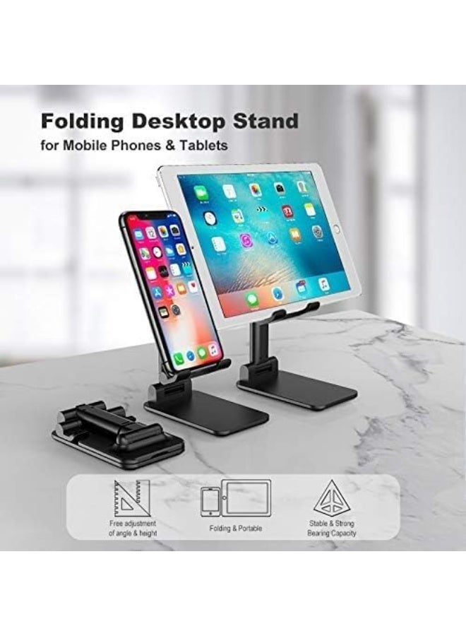 حامل موبايل قابل للتعديل، ارتفاع وزاوية قابلين للتعديل، وسادات سيليكون مضادة للانزلاق، حامل مكتب عالمي متوافق مع الموبايلات والتابلت (اسود) - Image 5