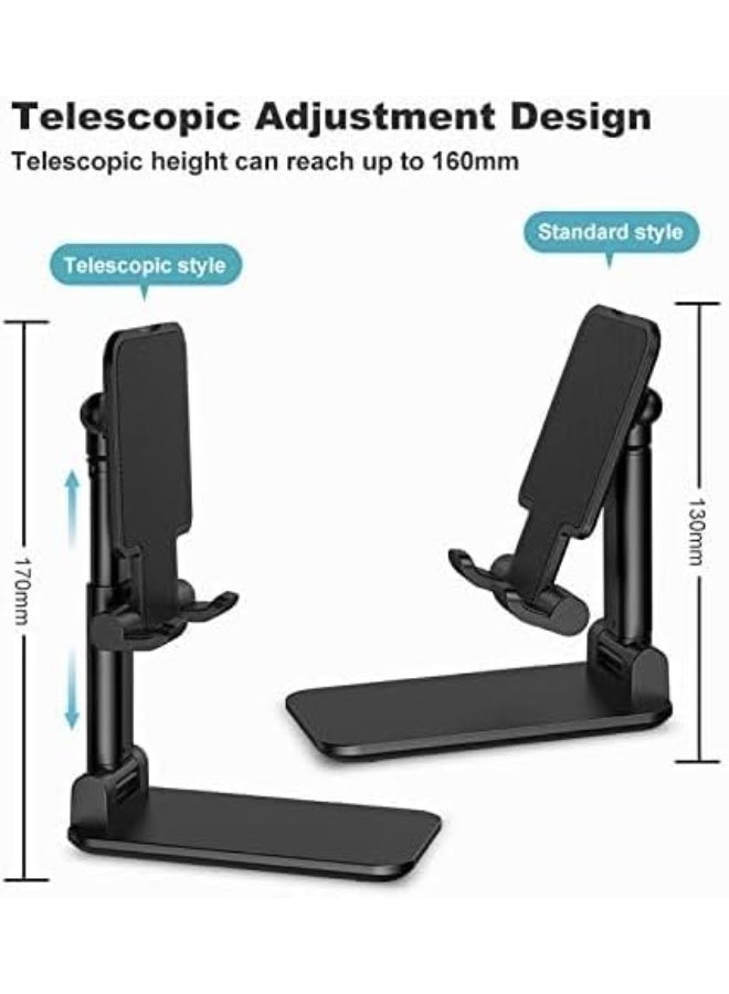حامل موبايل قابل للتعديل، ارتفاع وزاوية قابلين للتعديل، وسادات سيليكون مضادة للانزلاق، حامل مكتب عالمي متوافق مع الموبايلات والتابلت (اسود) - Image 2