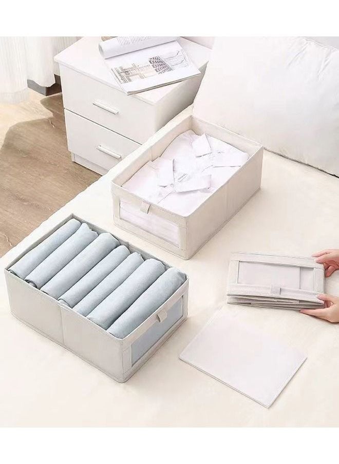 MIXDE 3 Pieces Foldable Closet Storage Organizer Washable Closet Storage Box with Carrying Handles Cube Storage Bin for Clothes Wardrobe Home Bedroom Office - Image 3