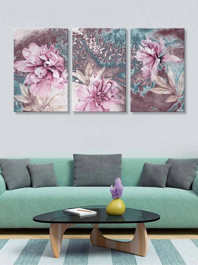 999Store wooden stretched sunflower painting large size paintings for living room Pink Roses wall pentings hall big size Wall Hanging Canvas Painting wall frames for living room Set of 3 Canvas 54X30 Inches 3FCanvas135