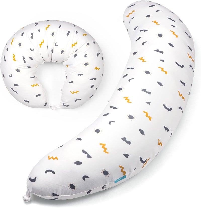 BYRIVER Firm C Shaped Pregnancy Pillows for Sleeping, Belly Hip Leg Knee Support Side Sleeper Body Pillow, Cuddle Snuggle Maternity Pillow, Zipper Cooling Jersey Cotton Pillowcase, Gifts for Mom - Image 1