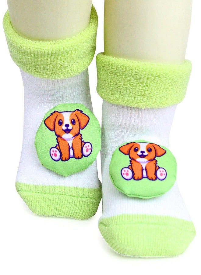 USOXO New Born Baby Soft Cotton Cute stylish Cartoon Character Face Terry (Towel) Socks Shoes | Booties Pack of 3, 3-6 Months (Multicolor) - Image 3