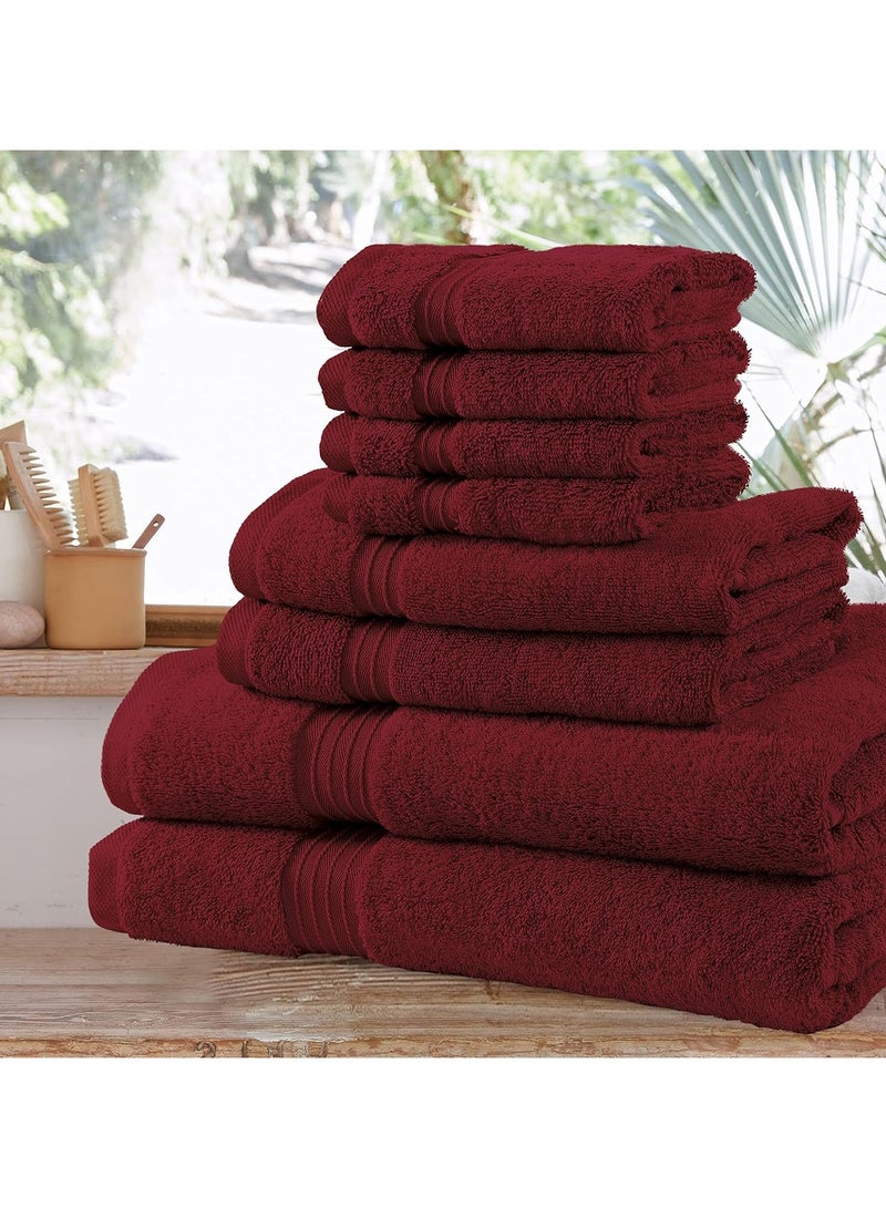 Comfy Cotton Maroon 600 Gsm 8 pc Set For Bath And Spa Towel Set Includes 2Xbath Towels 70X140 Cm 2Xhand Towels 40X70 Cm 4Xwashcloths 30X30 Cm - Image 1