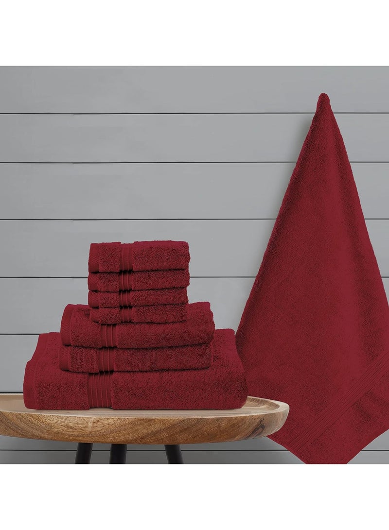 Comfy Cotton Maroon 600 Gsm 8 pc Set For Bath And Spa Towel Set Includes 2Xbath Towels 70X140 Cm 2Xhand Towels 40X70 Cm 4Xwashcloths 30X30 Cm - Image 2