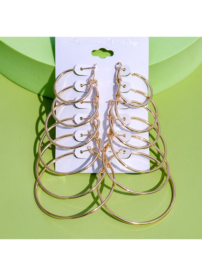 European And American Jewelry Fashion Hot Personality Circle Exaggerated Earrings Women's Multi-piece Earrings C- Type Earrings 