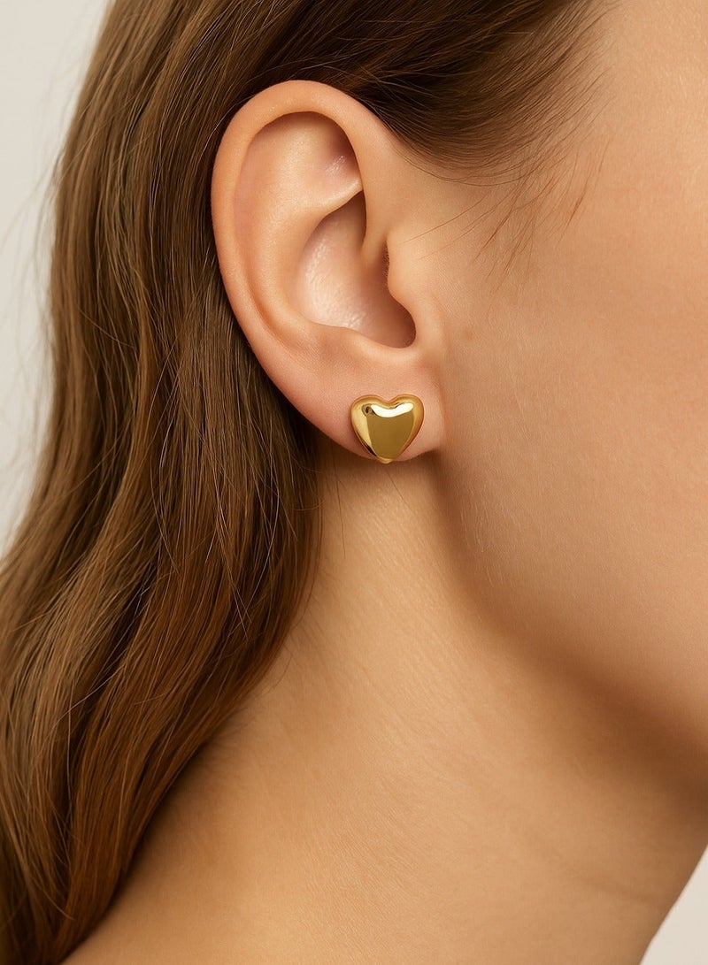 Earss Heart Gold Stud | Stainless Steel | 18K Gold Plated - Image 3