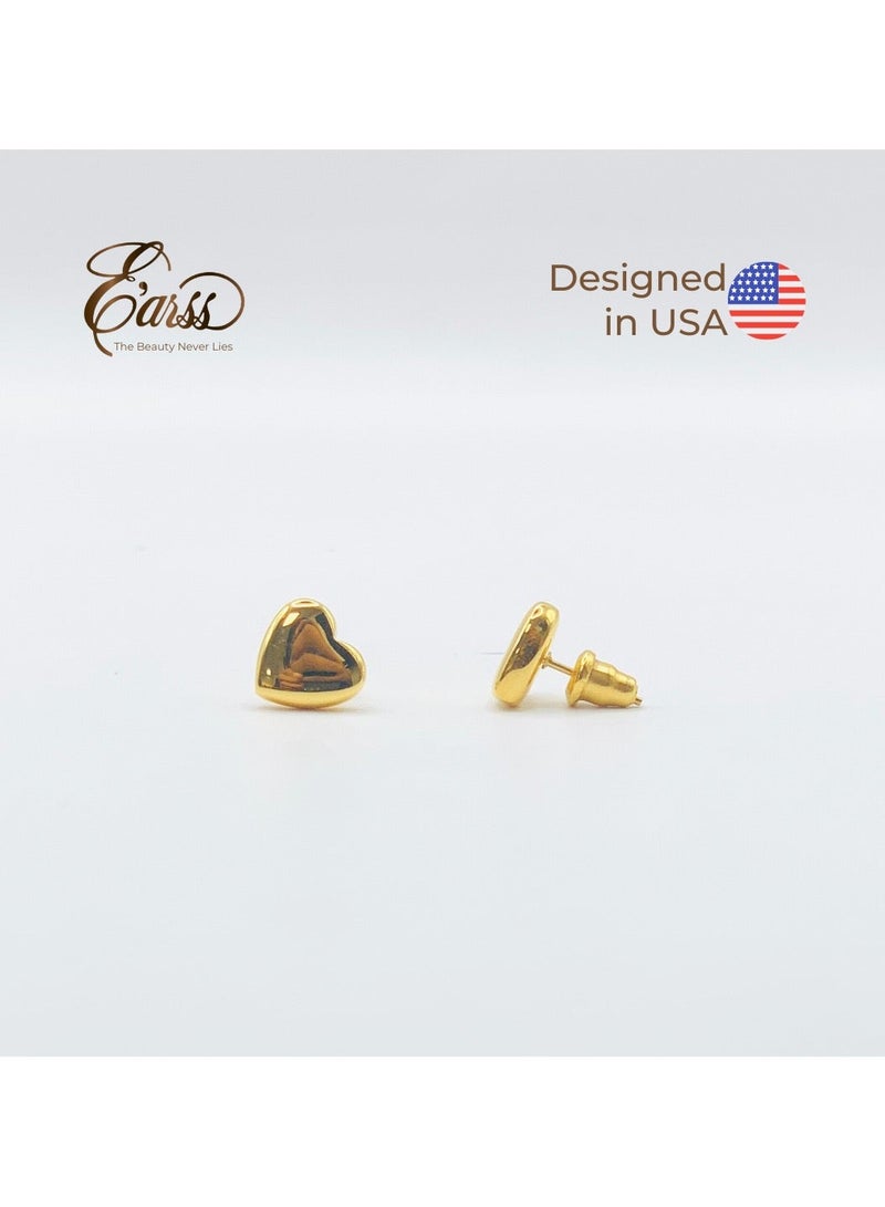 Earss Heart Gold Stud | Stainless Steel | 18K Gold Plated - Image 4