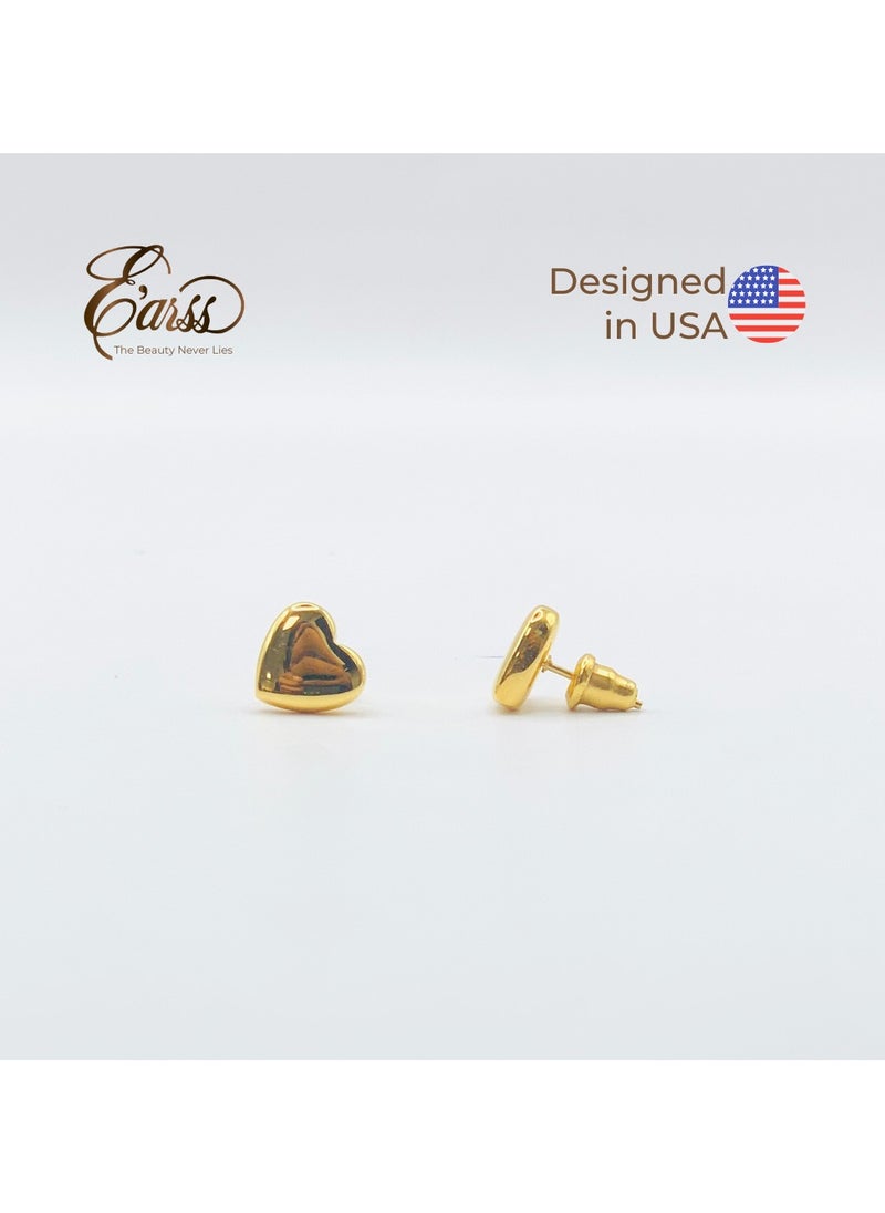 Earss Heart Gold Stud | Stainless Steel | 18K Gold Plated  - Image 2
