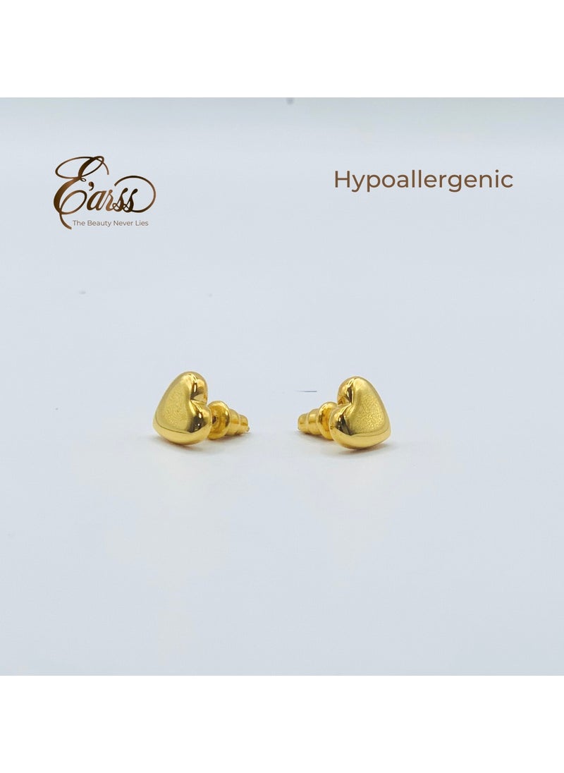 Earss Heart Gold Stud | Stainless Steel | 18K Gold Plated  - Image 3