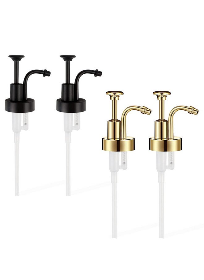 BangBoom BangBoom 4 Pieces Coffee Syrup Pump, Skinny Syrup Pumps Fit Coffee Syrup Dispenser with 1.3" Dia, Bottle Pumps for Flavored Syrups Multiple Types of Bottles (Gold & Black)  - Image 1