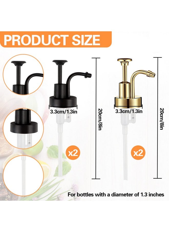 BangBoom BangBoom 4 Pieces Coffee Syrup Pump, Skinny Syrup Pumps Fit Coffee Syrup Dispenser with 1.3" Dia, Bottle Pumps for Flavored Syrups Multiple Types of Bottles (Gold & Black)  - Image 2