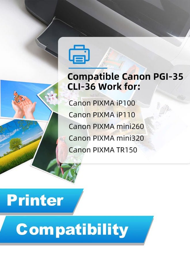 IN INTACTECH Compatible Ink Cartridges Replacement for Canon 35 36 Ink Cartridges PGI-35 CLI-36 Work for pixma iP110 iP100 TR150 mini260 mini320 (Black-4nos, Color-2nos, 6-Pack) - Image 2