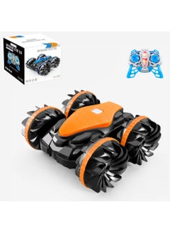 Swift RC Stunt Car with 360° Rotation, RC Boat 2.4Ghz, Amphibious Remote Control Car for Kids, 4WD Off Road Birthday Gift Water Beach Pool Toys, Orange  - Image 1