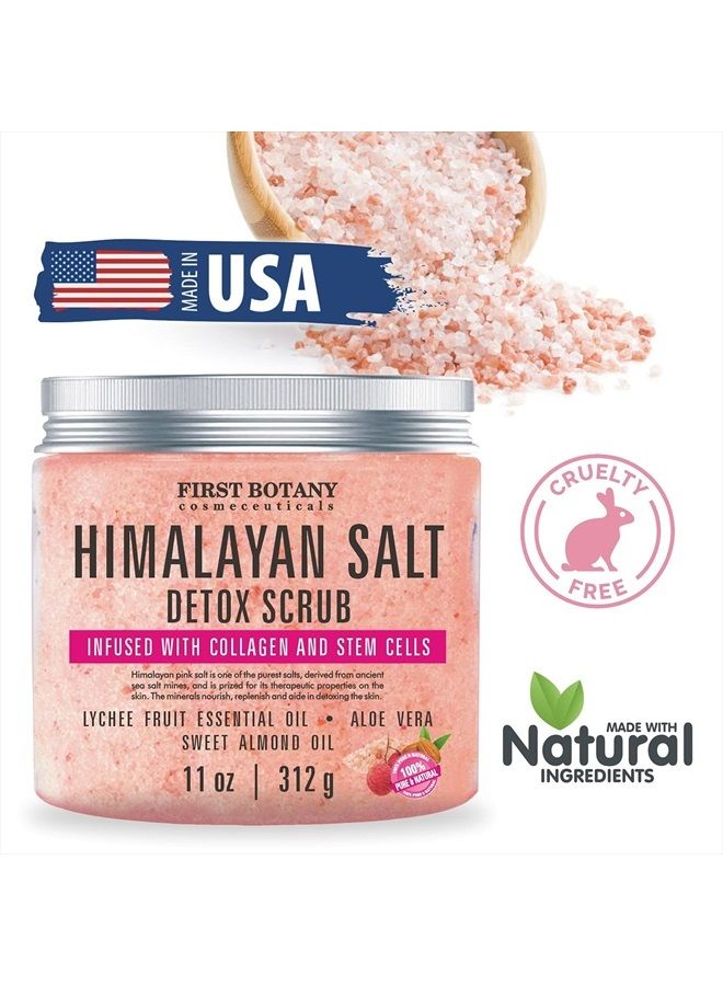 First Botany Himalayan Salt Body Scrub with Collagen and Stem Cells - Natural Exfoliating Salt Scrub & Body and Face Souffle helps with Moisturizing Skin, Acne, Cellulite, Dead Skin Scars, Wrinkles (11 oz) - Image 2