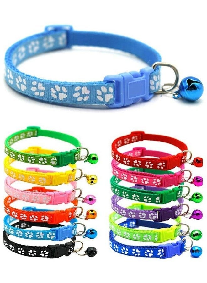 Pets Empire 2 Pcs Collars With Bells Puppy Collars With Bell Puppy Collars Polyester Adjustable Dog Collars Paw Pattern Kittens Collars Pet Safety Collars For Pet Puppy And Cats- Color May Vary - Image 1