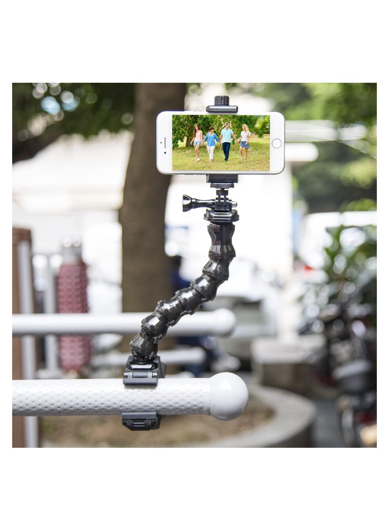 SYOSI Phone Holder, Desk Gooseneck Mount, Cell Phone Clamp Clip for Pole, Mobile Phone Mount Stand, Compatible for iPhone 14 Plus Phone 13 Pro Xs Max XR X 8 7 6 6s Plus and Other 4-7'' Device - Image 4