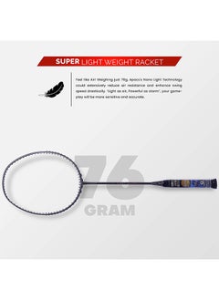 Apacs Nano Fusion Speed 722 Graphite Unstrung Badminton Racket with Full Racket Cover | For Intermediate Players | 76 grams | Maximum String Tension - 30lbs  - Image 4