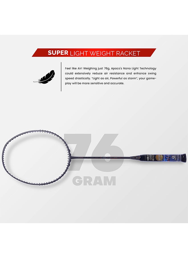 Apacs - Nano Fusion Speed 722 Graphite Unstrung Badminton Racket with Full Racket Cover | For Intermediate Players | 76 grams | Maximum String Tension - 30lbs - Image 1