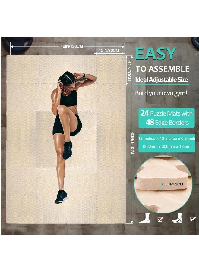 Nariele Baby Play Mats, Puzzle Foam Floor Mats, Exercise Yoga Mats, Interlocking EVA Soft Foam Floor Mats（24Pieces) - Image 2