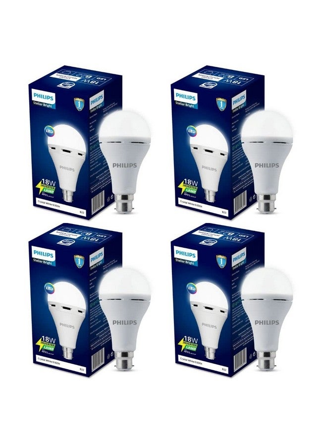 Philips 18W B22 LED Emergency Inverter Bulb (Crystal White, Pack of 4) - Image 1