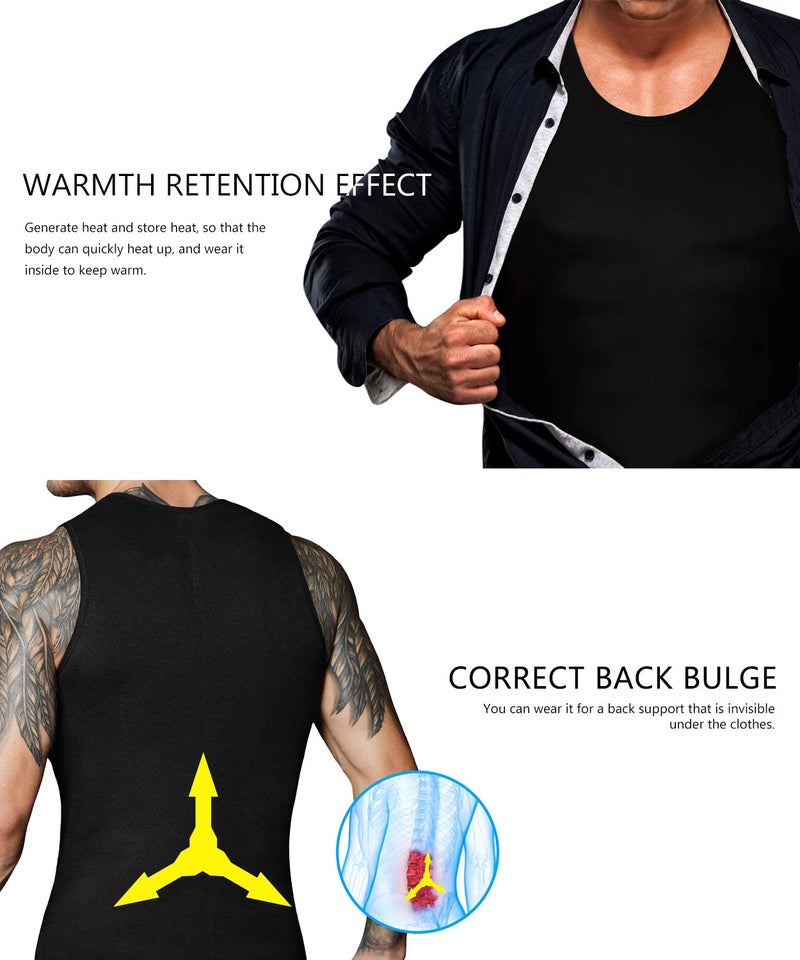 NonEcho Men Neoprene Waist Trainer Sauna Vest Gym Hot Sweat Tank Top Workout Shirt Shapewear Body Shaper No Zipper - Image 3