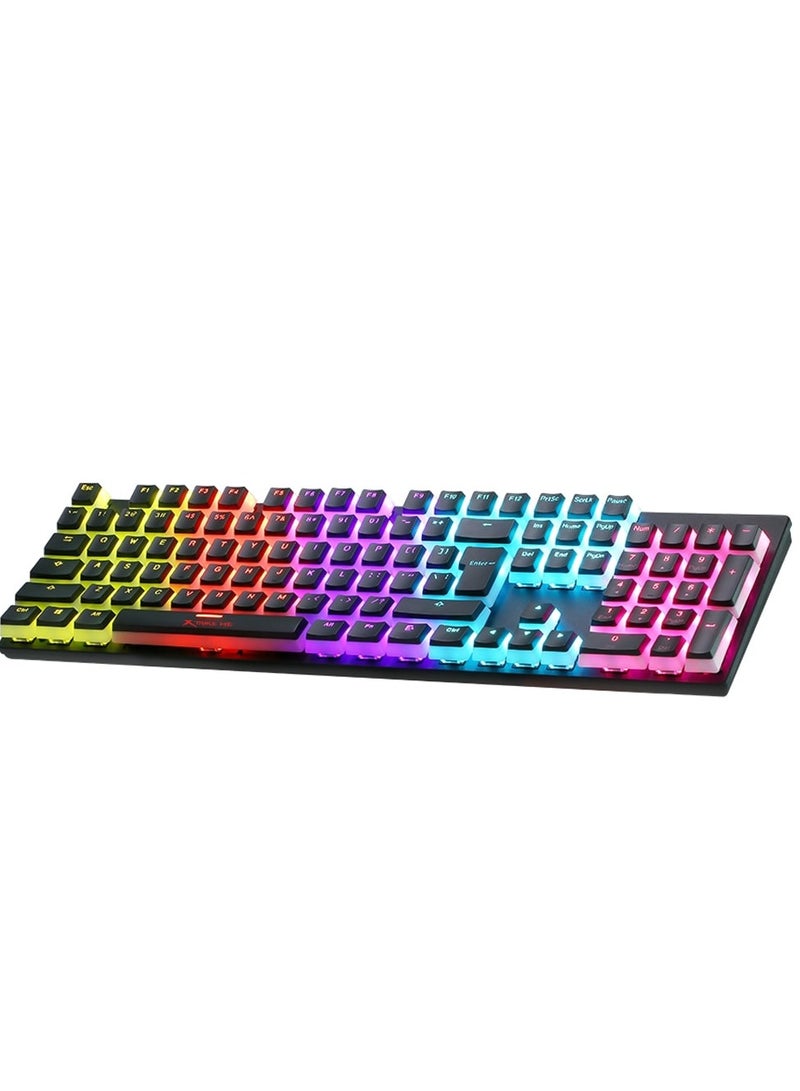XTRIKE ME GK 915P Pudding Mechanical Gaming Keyboard - Blue Switches - Rainbow LED Backlighting - PBT Keycaps - Mechanical Switch (Blue) - Switch Rating: ≥ 50 Million Keystrokes - Actuation Force: 60±10g - Rainbow Backlight - Interface : USB 2.0 - Cable length: 1.5 meters - Operating system support: Windows 7 or later- black . - Image 1