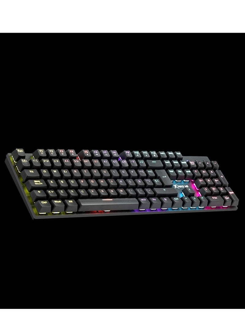 XTRIKE ME GK 915P Pudding Mechanical Gaming Keyboard - Blue Switches - Rainbow LED Backlighting - PBT Keycaps - Mechanical Switch (Blue) - Switch Rating: ≥ 50 Million Keystrokes - Actuation Force: 60±10g - Rainbow Backlight - Interface : USB 2.0 - Cable length: 1.5 meters - Operating system support: Windows 7 or later- black . - Image 4