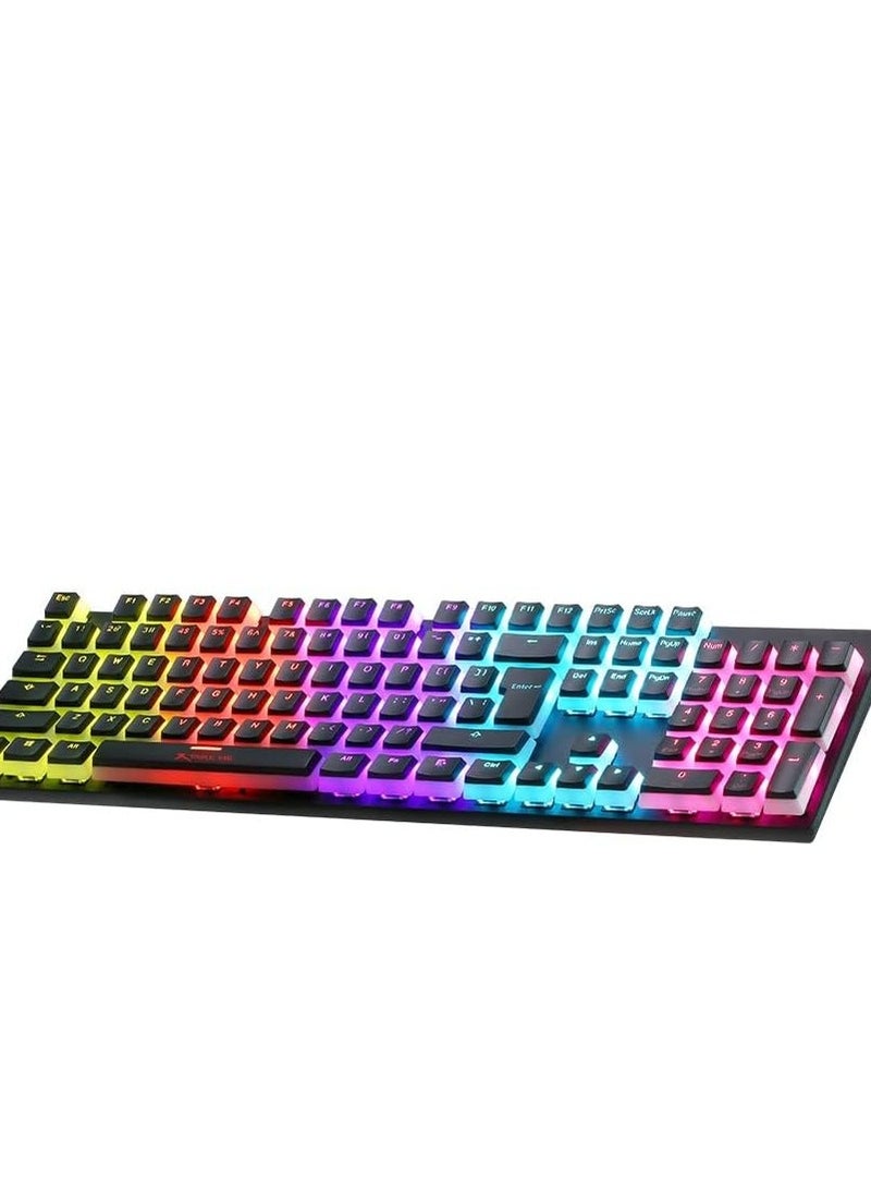 XTRIKE ME GK 915P Pudding Mechanical Gaming Keyboard - Blue Switches - Rainbow LED Backlighting - PBT Keycaps - Mechanical Switch (Blue) - Switch Rating: ≥ 50 Million Keystrokes - Actuation Force: 60±10g - Rainbow Backlight - Interface : USB 2.0 - Cable length: 1.5 meters - Operating system support: Windows 7 or later- black . - Image 5