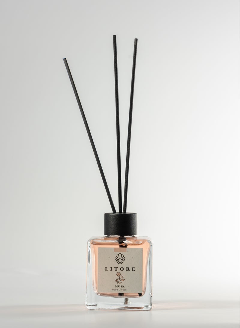 Litore Reed Diffuser - Musk Fragrance, 100ml | Long-Lasting Home Fragrance | Natural & Elegant Room Diffuser - Image 2