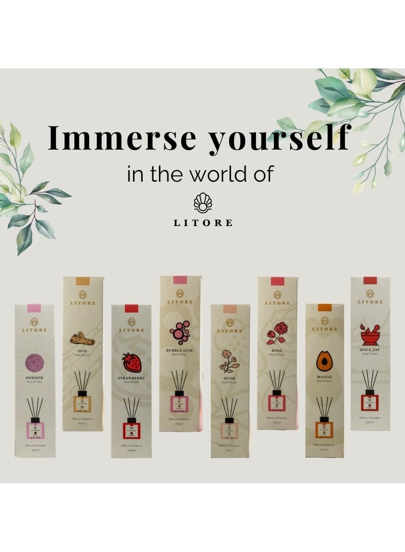 Litore Reed Diffuser - Musk Fragrance, 100ml | Long-Lasting Home Fragrance | Natural & Elegant Room Diffuser - Image 5