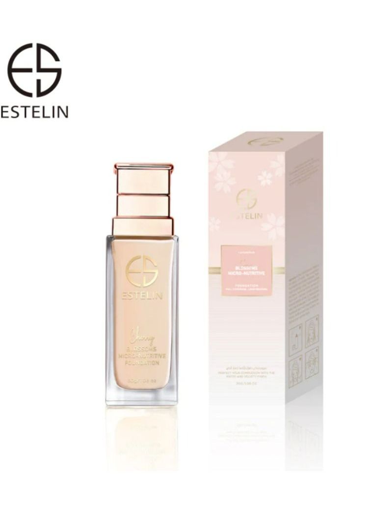 ESTELIN Cherry Blossoms Micro-Nutritive Foundation Long Wearing Full Coverage Natural Matte Finish Foundation 30 g - Image 1