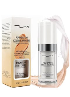 TLM Colour Changing Foundation for Different Skin Tone, Foundation Makeup Base Nude Face Liquid Full Coverage Concealer, TLM Concealer Cover Cream, SPF15  - Image 1