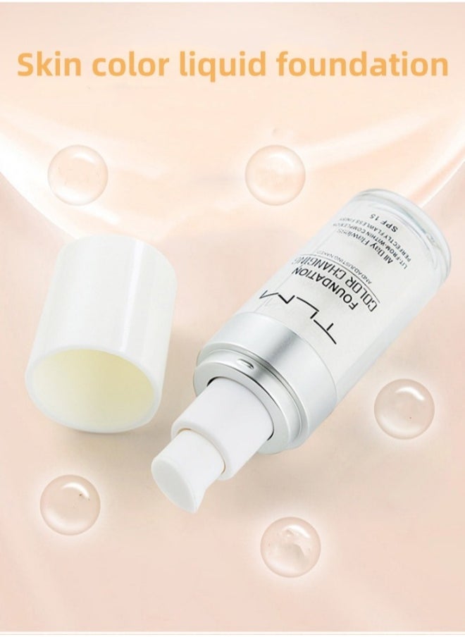 TLM - Colour Changing Foundation for Different Skin Tone, Foundation Makeup Base Nude Face Liquid Full Coverage Concealer, TLM Concealer Cover Cream, SPF15 - Image 1
